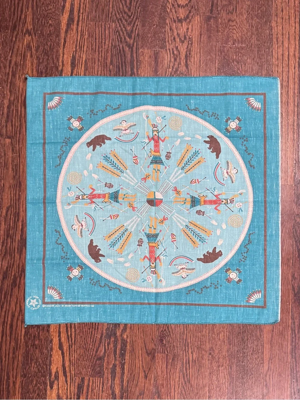 Vintage Turquoise Southwestern Native-American Bandana